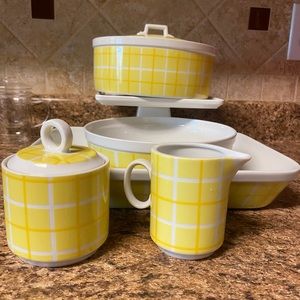 Yellow Plaid from Tastesetter Collection Set of 5, Mid-Century Vintage